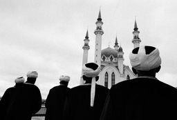 Worshippers at the opening of the Kul Sharif Mosque, Kazan, 2005